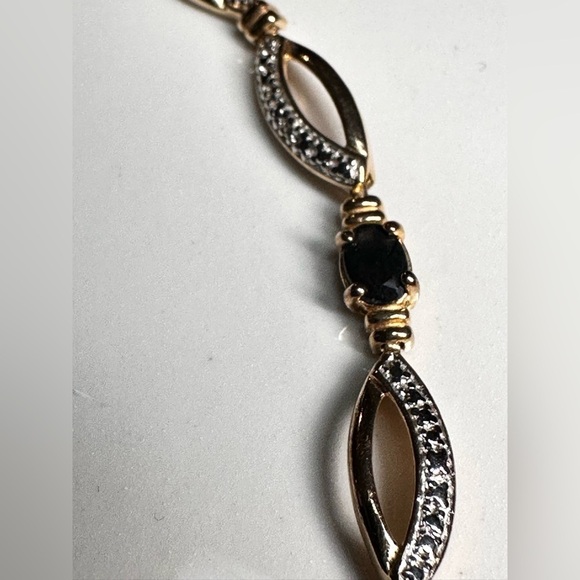 DL Gold Over Sterling Silver & Genuine Tested Sapphire Bracelet 7.25’ EUC 4115 B - Picture 7 of 15